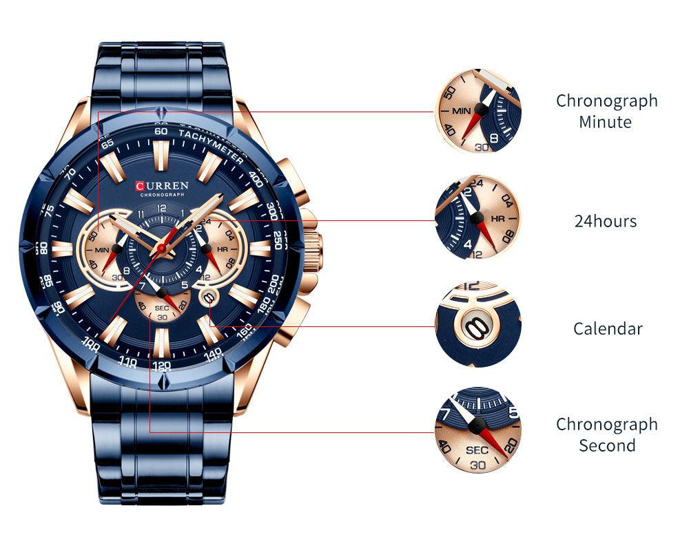 Relógio Curren CUR8363 Alta Qualidade (Azul Bronze) - Versomastore