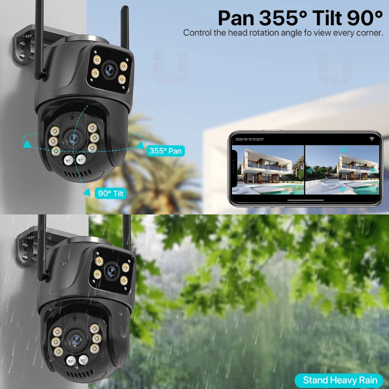 Câmera de Vídeo vigilância com Lente dupla 8MP 4K HD Sensor de movimento captura de áudio - Versomastore
