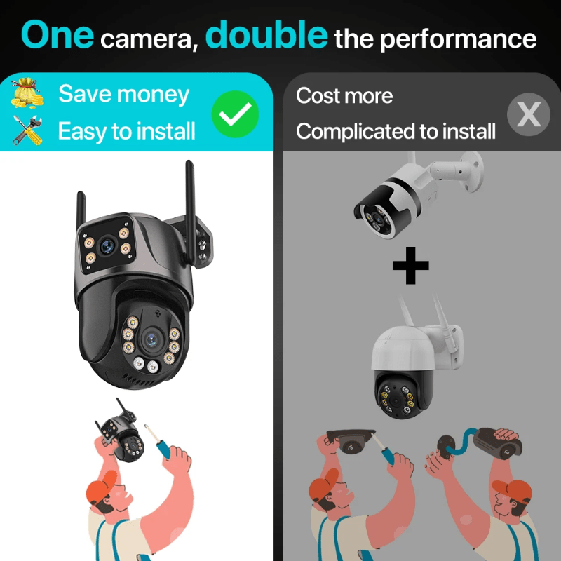 Câmera de Vídeo vigilância com Lente dupla 8MP 4K HD Sensor de movimento captura de áudio - Versomastore