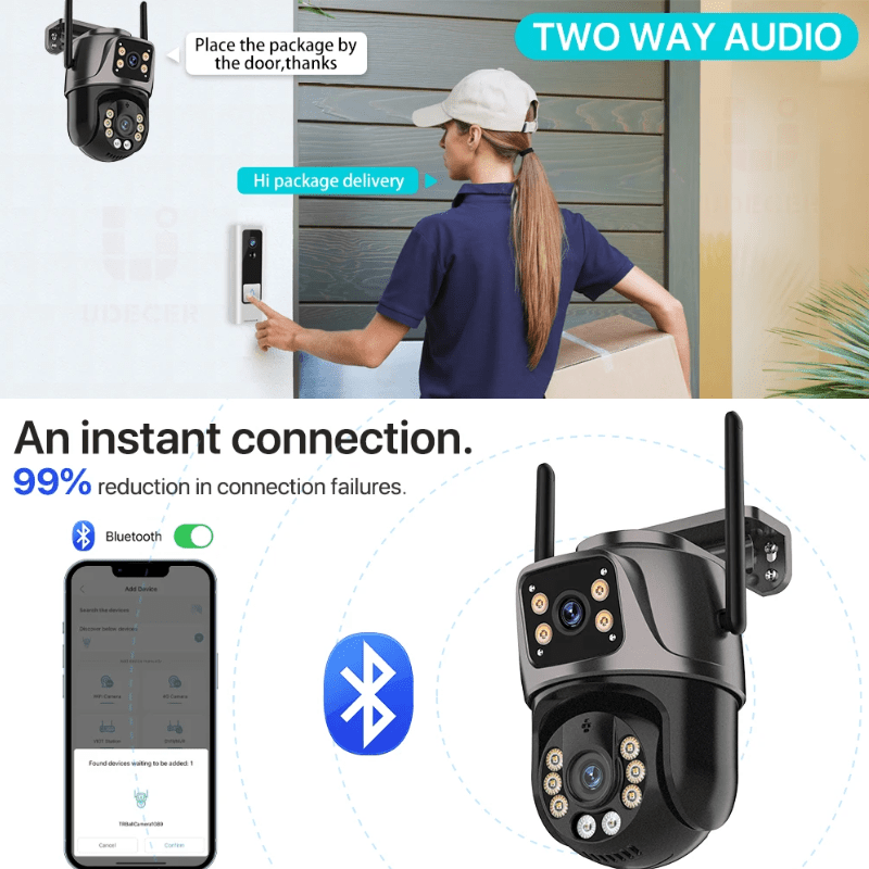 Câmera de Vídeo vigilância com Lente dupla 8MP 4K HD Sensor de movimento captura de áudio - Versomastore