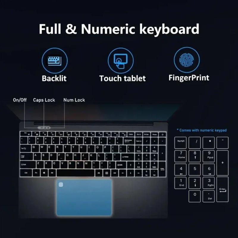 Computador Portátil Ecrã de 15.6" Windows 11 Leitor biométrico 16GB RAM + 256GB ROM - Versomastore