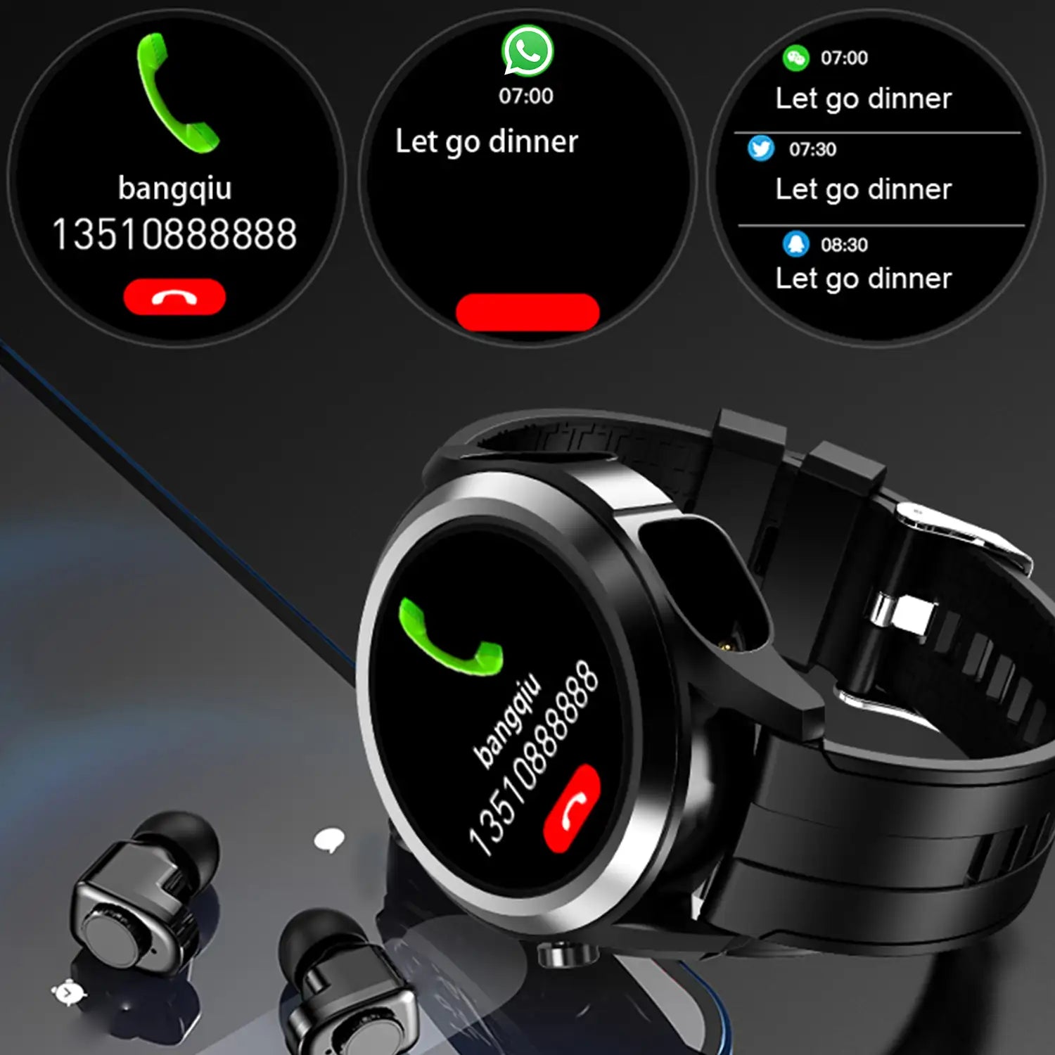 Smartwatch T10 com Auriculares TWS (Preto) - Versomastore