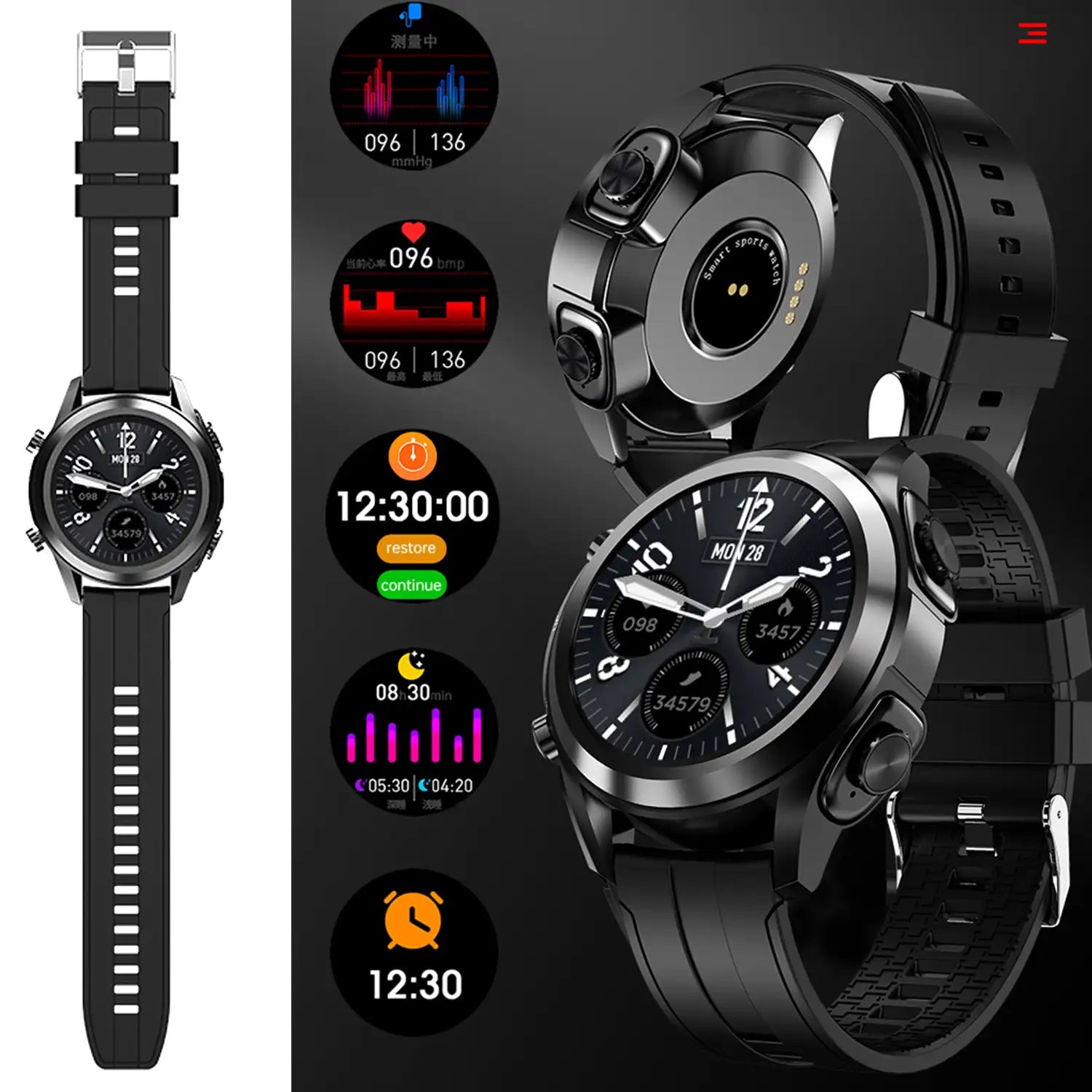 Smartwatch T10 com Auriculares TWS (Preto) - Versomastore
