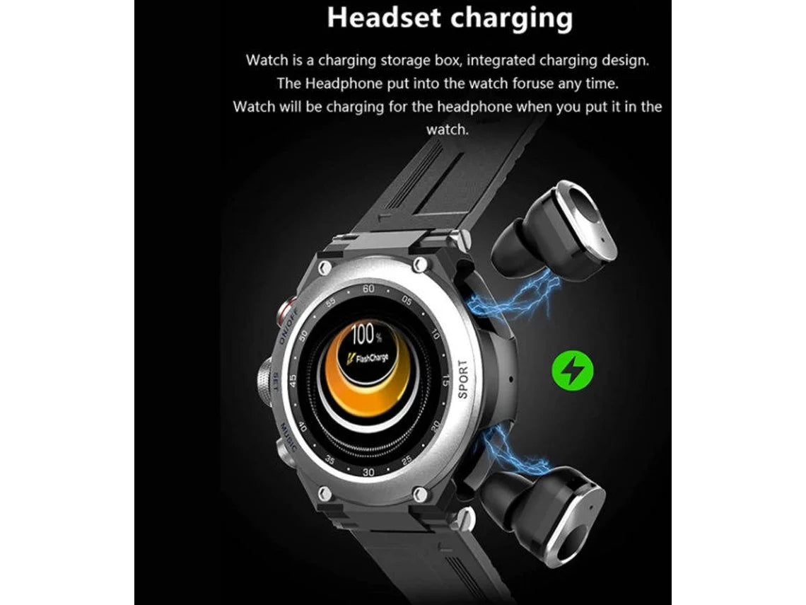 Smartwatch Lemfo T92 com Auriculares Tws (Prateado) - Versomastore