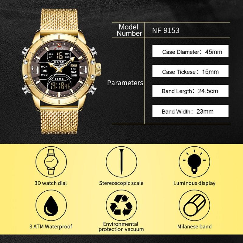 Relógio Naviforce NF9153 Pulseira em Aço Inoxidável (Dourado) - Versomastore