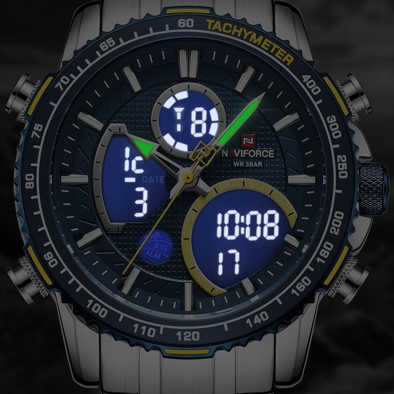Relógio Naviforce NF9182 Visor Duplo (Azul e Prata) - Versomastore