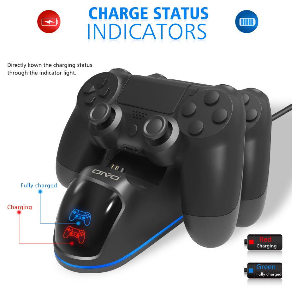 Carregador Rápido Duplo Oivo para Comando PS4 (Preto) - Versomastore