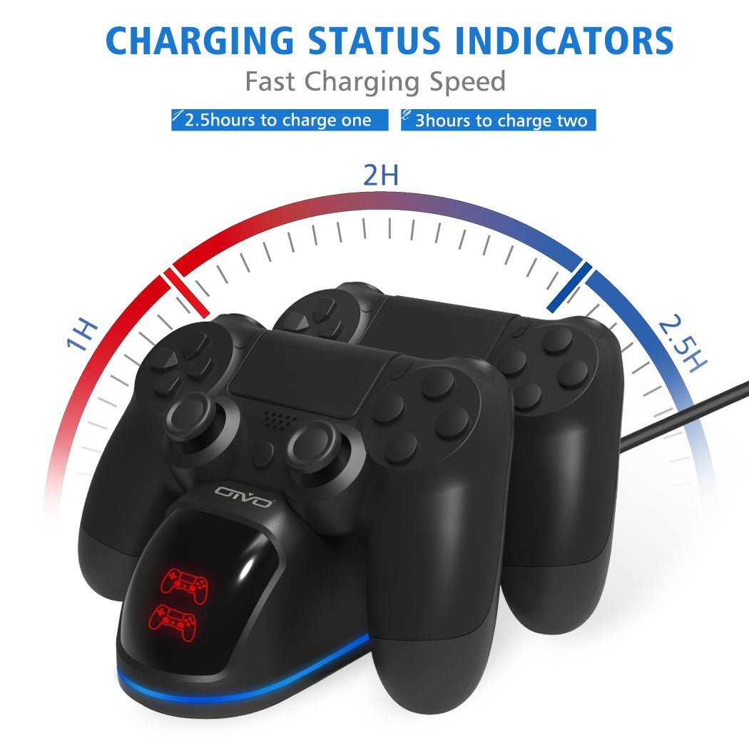 Carregador Rápido Duplo Oivo para Comando PS4 (Preto) - Versomastore