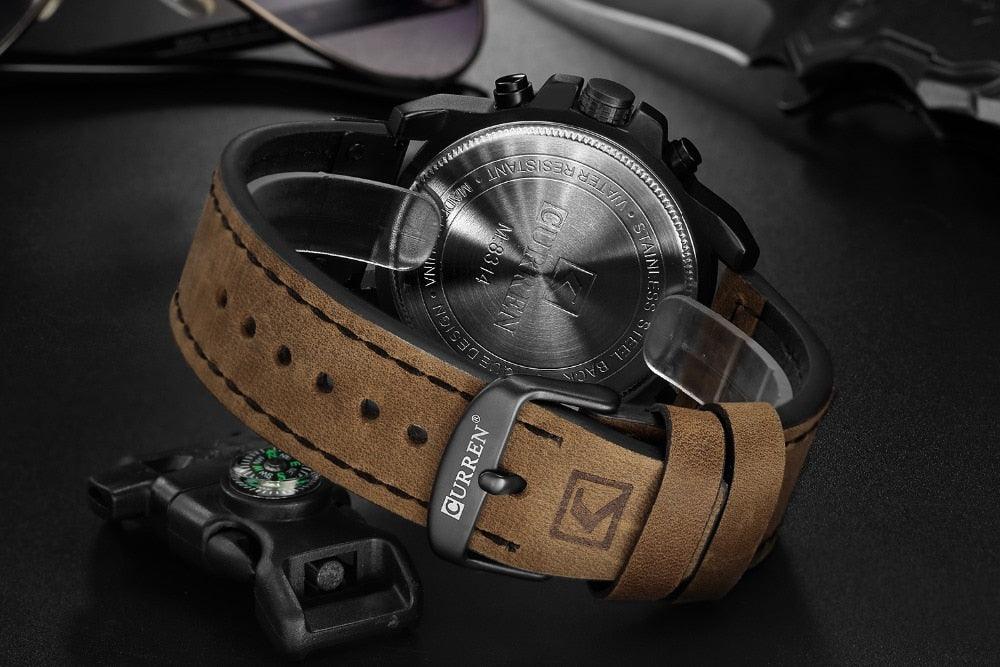 Relógio Curren CUR8314 Pulseira em Couro (Preto castanho) - Versomastore