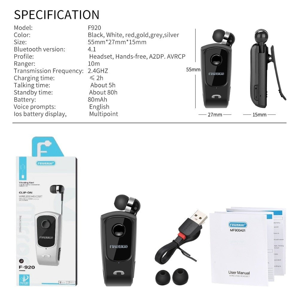 Auriculares Fineblue F920 Condução Segura (Branco) - Versomastore