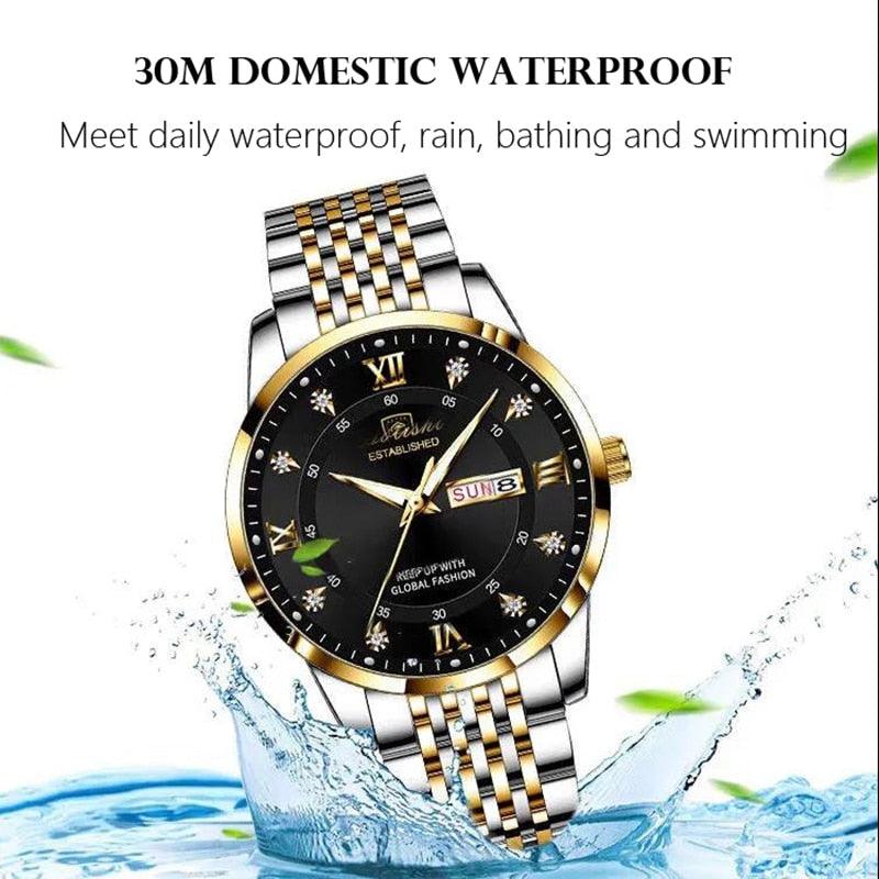 Relógio Poedagar PG9317 Pulseira em Aço Inoxidável (Preto e Dourado) - Versomastore
