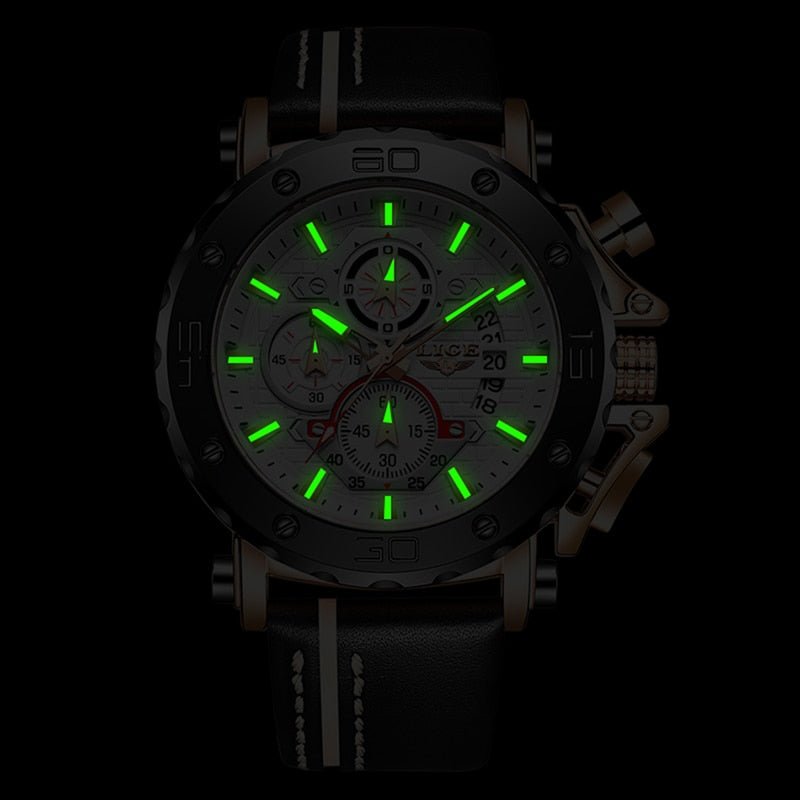 Relógio Lige LG9996 Pulseira em Couro (Preto e bronze) - Versomastore