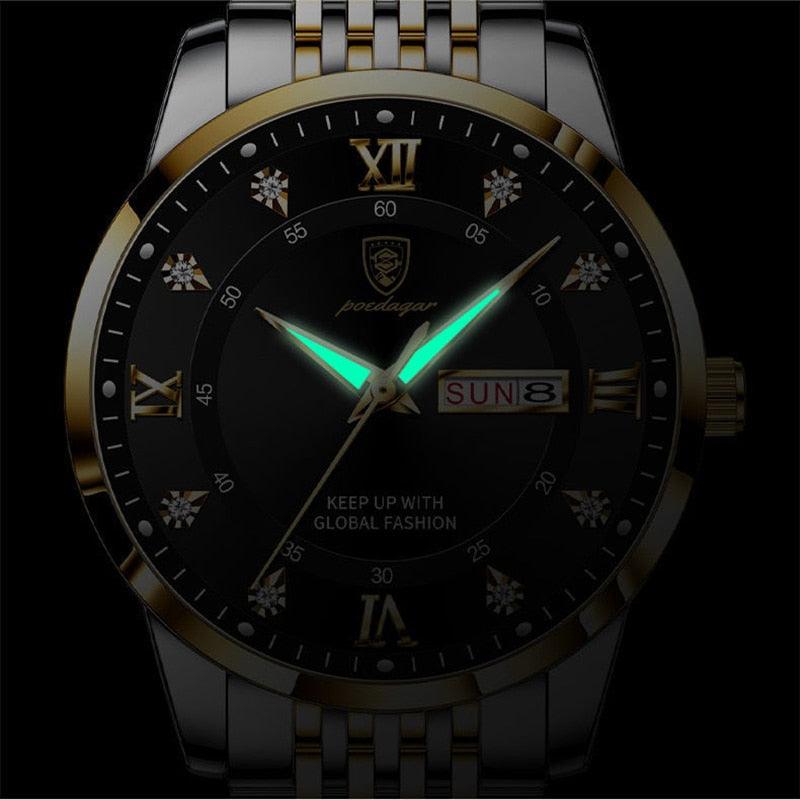 Relógio Poedagar PG9317 Pulseira em Aço Inoxidável (Preto e Dourado) - Versomastore