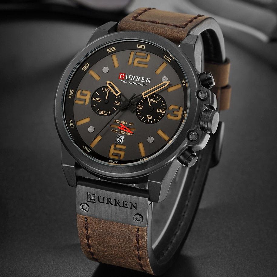 Relógio Curren CUR8314 Pulseira em Couro (Preto castanho) - Versomastore