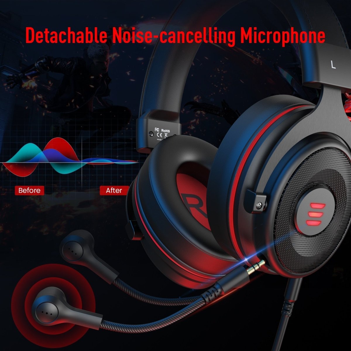 Auscultadores Gamer com Microfone Eksa E900 Pro (Preto) - Versomastore