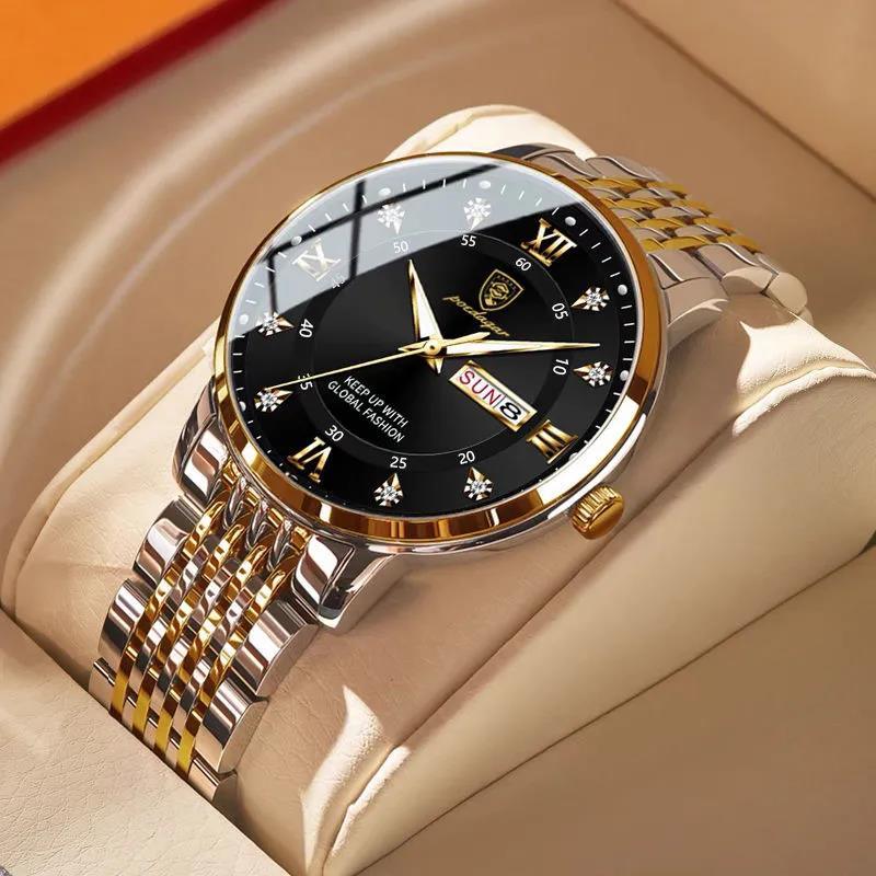 Relógio Poedagar PG9317 Pulseira em Aço Inoxidável (Preto e Dourado) - Versomastore