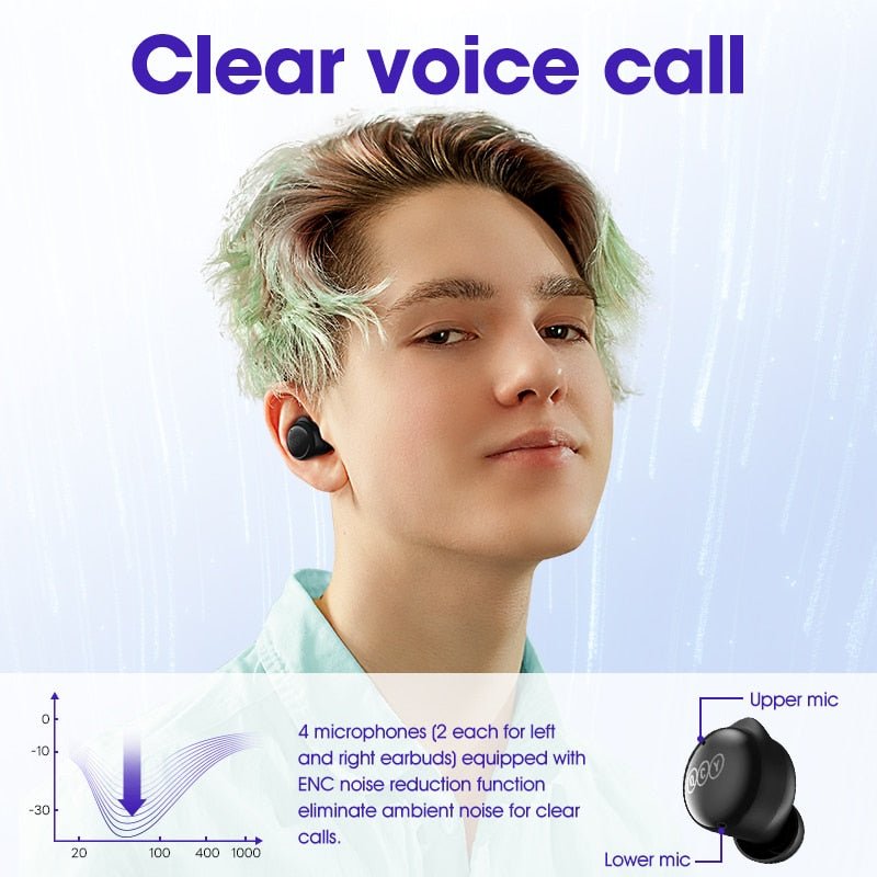 Auriculares sem fio Qcy T17 (Preto) - Versomastore