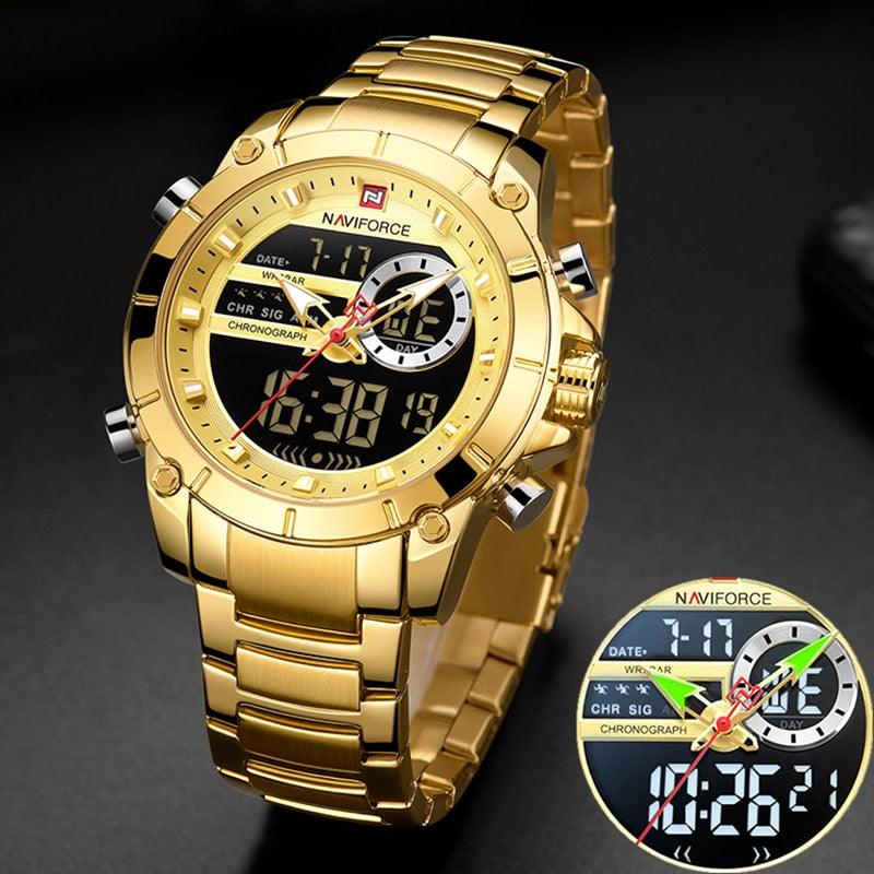 Relógio Naviforce NF9163 Resistente a Choque (Dourado) - Versomastore