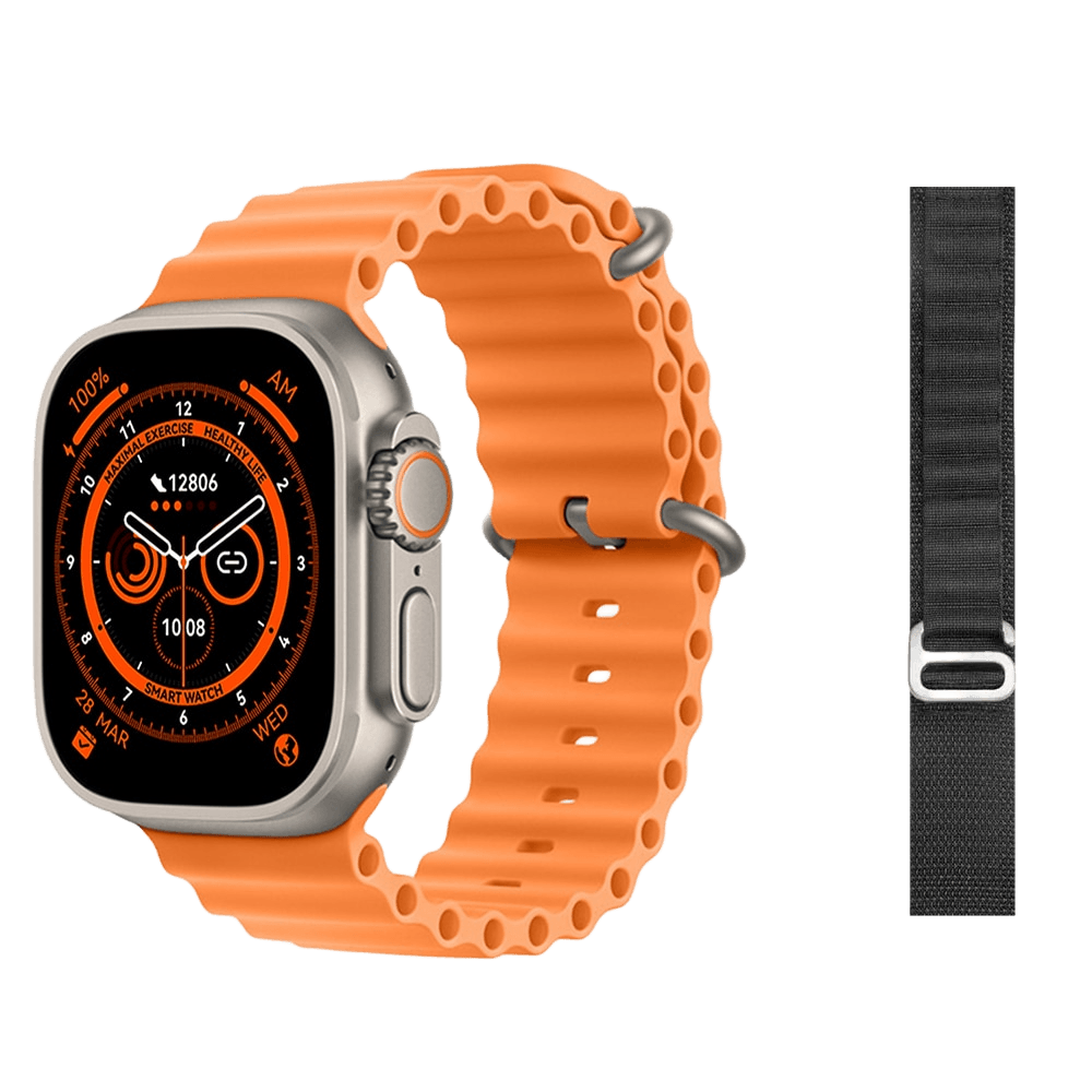 Smartwatch TS8 Ultra (Laranja) + 1 pulseira extra (Preto) - Versomastore