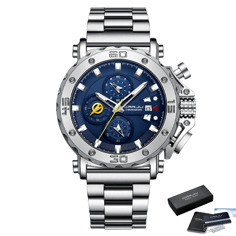 Relógio Crrju CR2294 Moderno e Arrojado (Azul Prata) - Versomastore