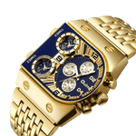 Relógio Oulm Pulseira em Aço Inoxidável (Dourado e azul) - Versomastore