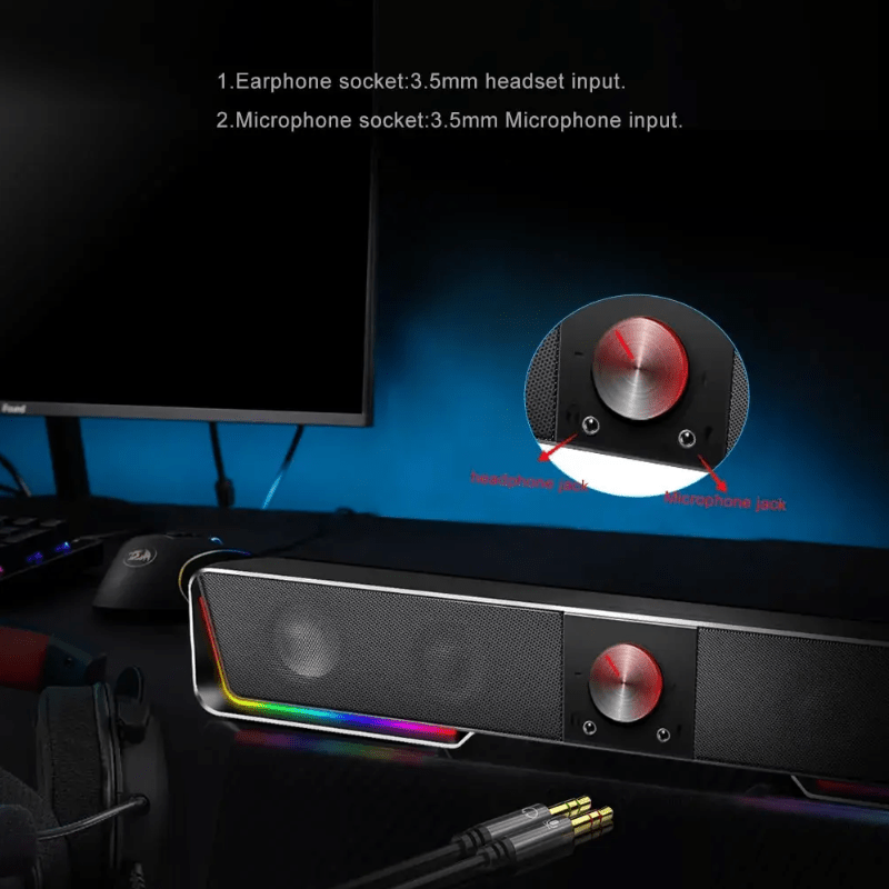 Barra de som Para PC/Laptop conexão Bluetooth Som surround e luzes RGB - Versomastore