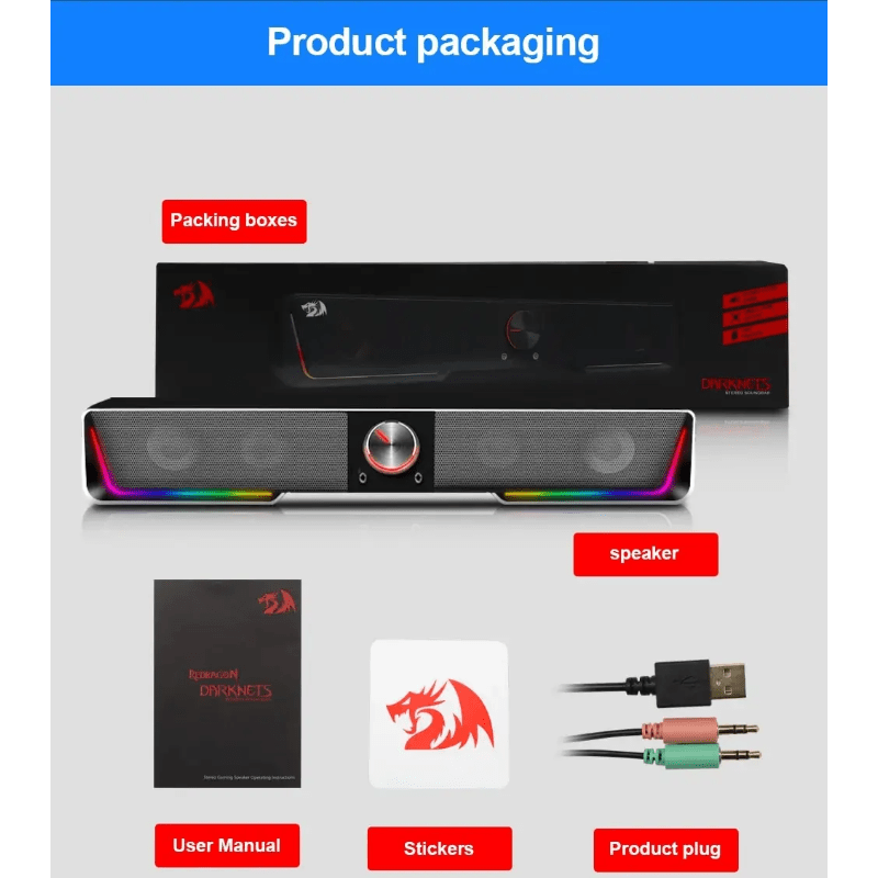 Barra de som Para PC/Laptop conexão Bluetooth Som surround e luzes RGB - Versomastore