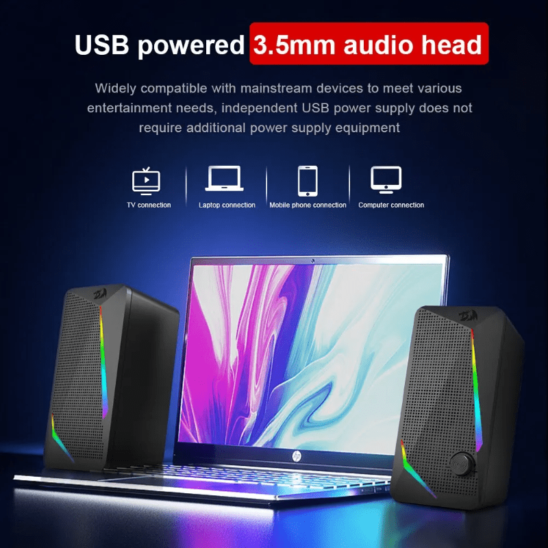 Barras de som para PC/Laptop Som Surround e luzes RGB - Versomastore