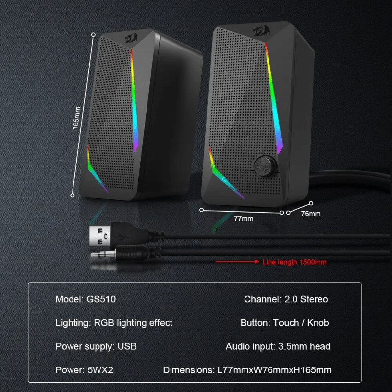 Barras de som para PC/Laptop Som Surround e luzes RGB - Versomastore