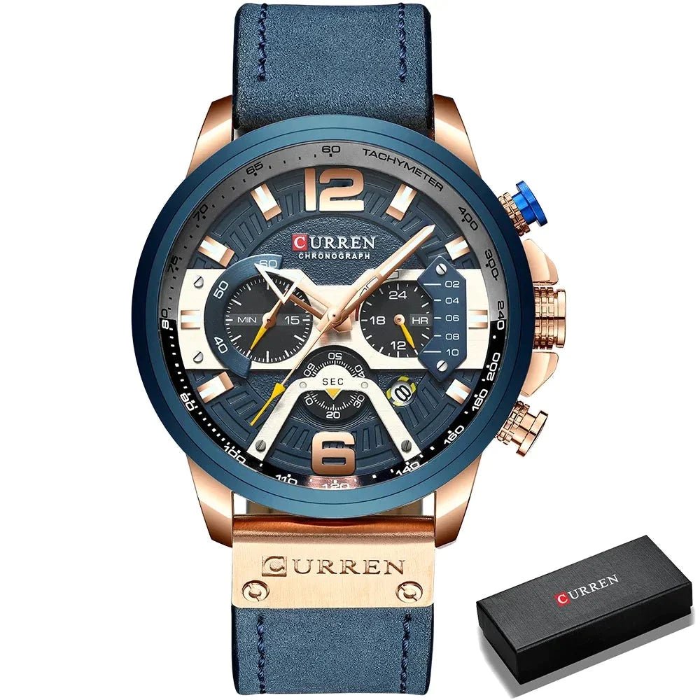 Relógio Curren CUR8329 Pulseira em Couro (Azul) - Versomastore