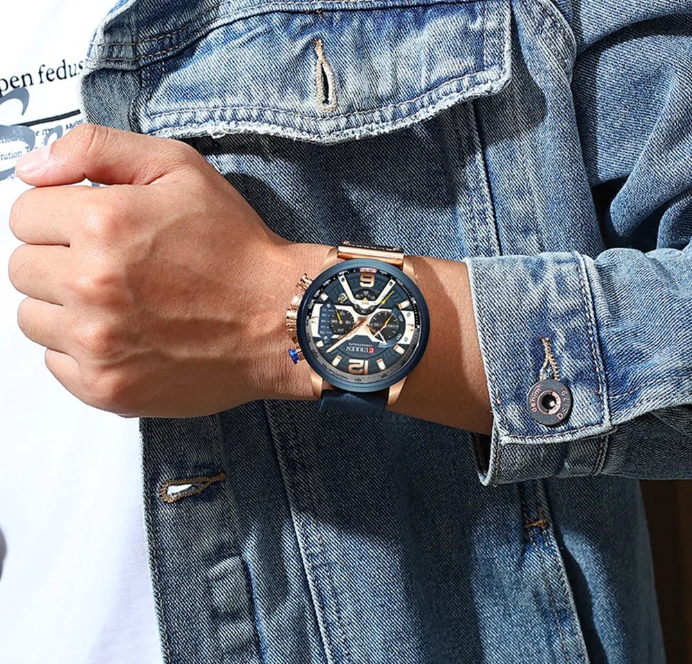 Relógio Curren CUR8329 Pulseira em Couro (Azul) - Versomastore