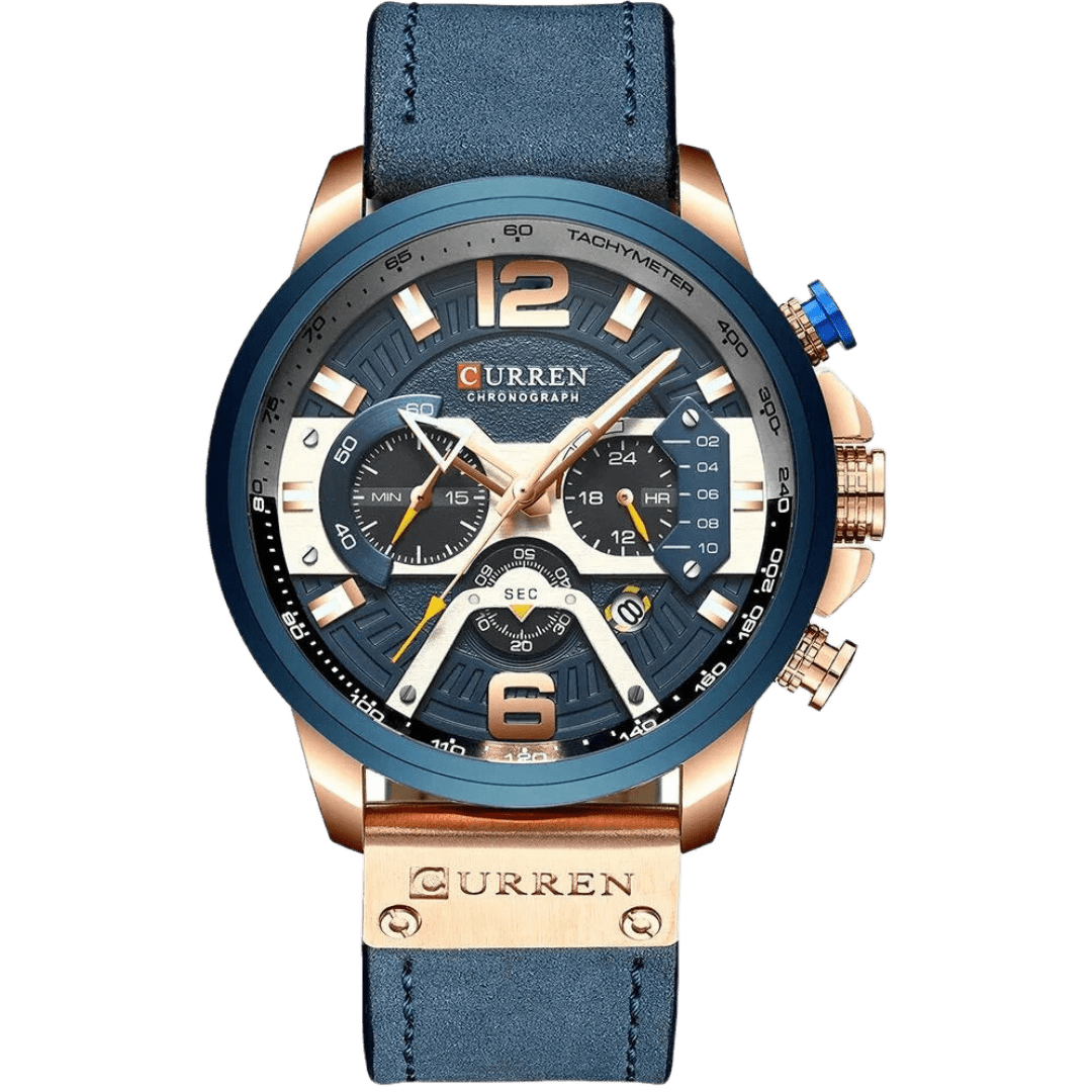 Relógio Curren CUR8329 Pulseira em Couro (Azul) - Versomastore