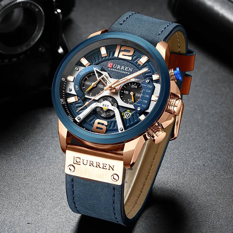 Relógio Curren CUR8329 Pulseira em Couro (Azul) - Versomastore