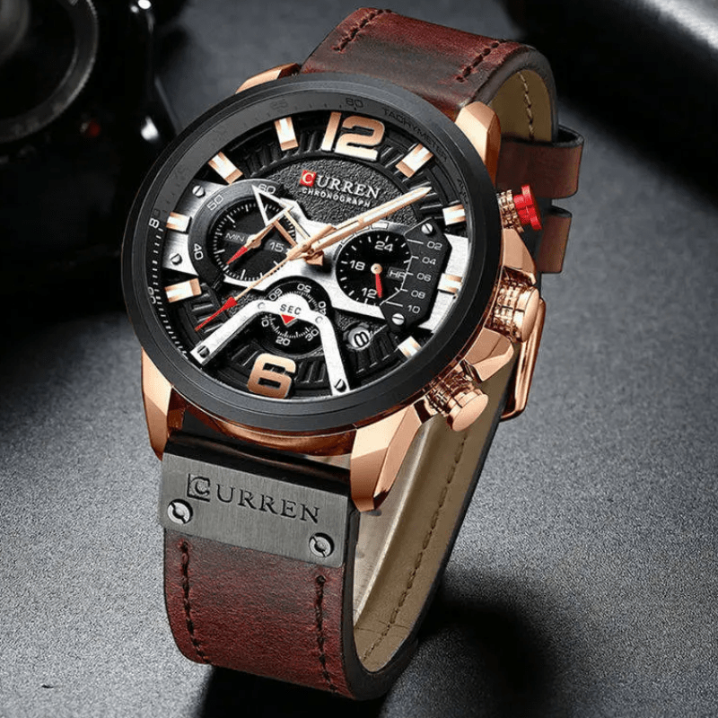 Relógio Curren CUR8329 Pulseira em Couro (Marrom) - Versomastore