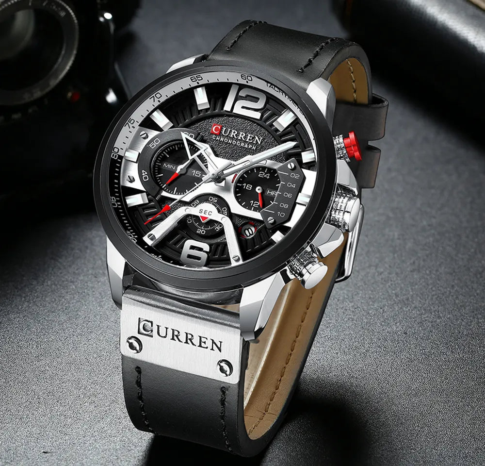 Relógio Curren CUR8329 Pulseira em Couro (Preto) - Versomastore
