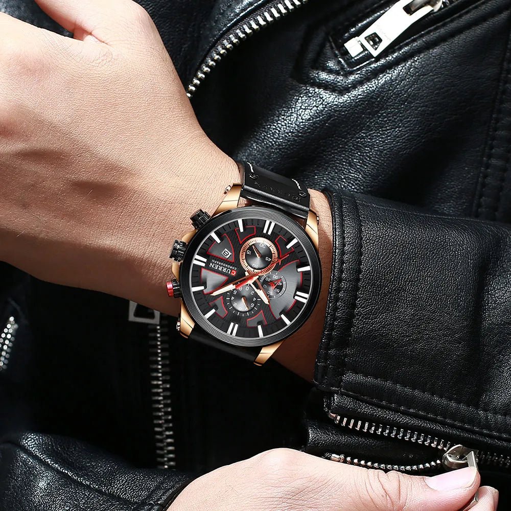 Relógio Curren CUR8346 Pulseira em Couro (Preto bronze) - Versomastore