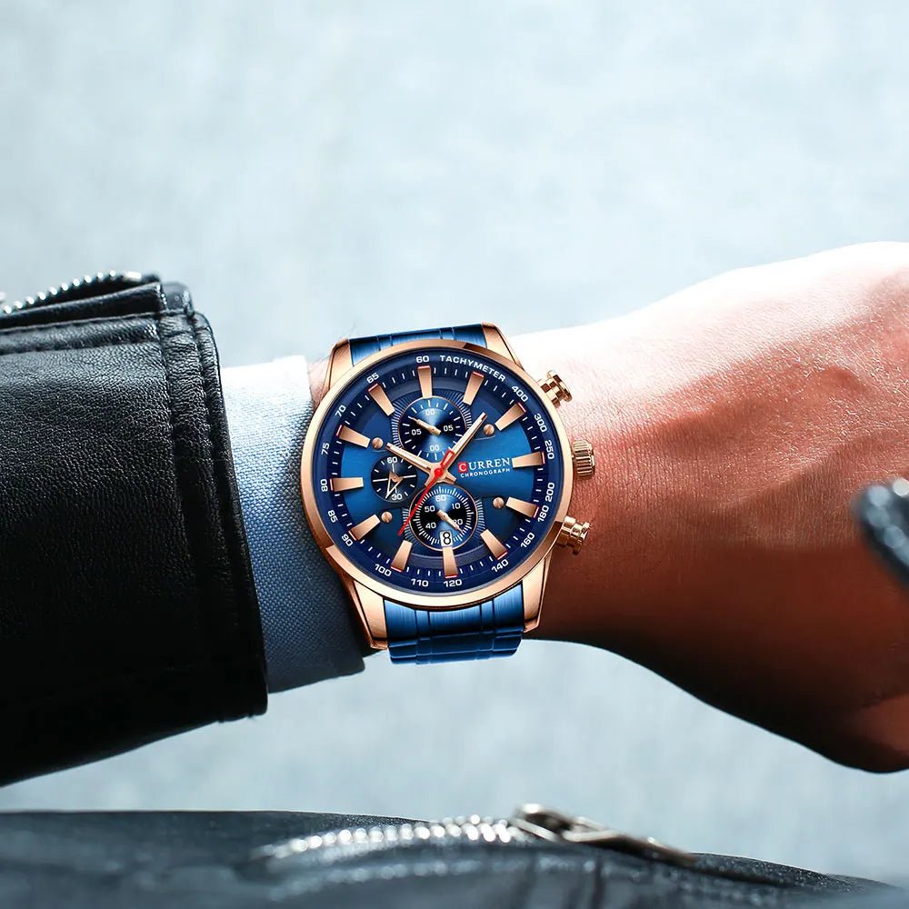Relógio Curren CUR8351 Aço Inoxidável (Azul-Bronze) - Versomastore