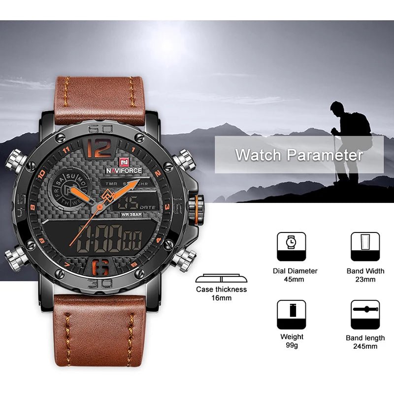 Relógio da moda Masculino de Luxo Pulseira em couro Marrom - Versomastore