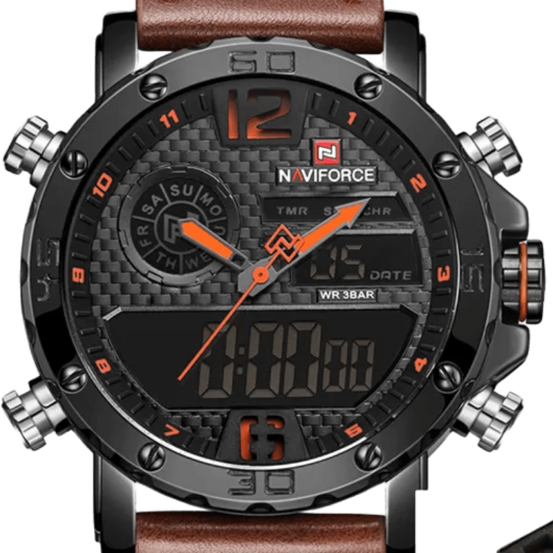 Relógio da moda Masculino de Luxo Pulseira em couro Marrom - Versomastore