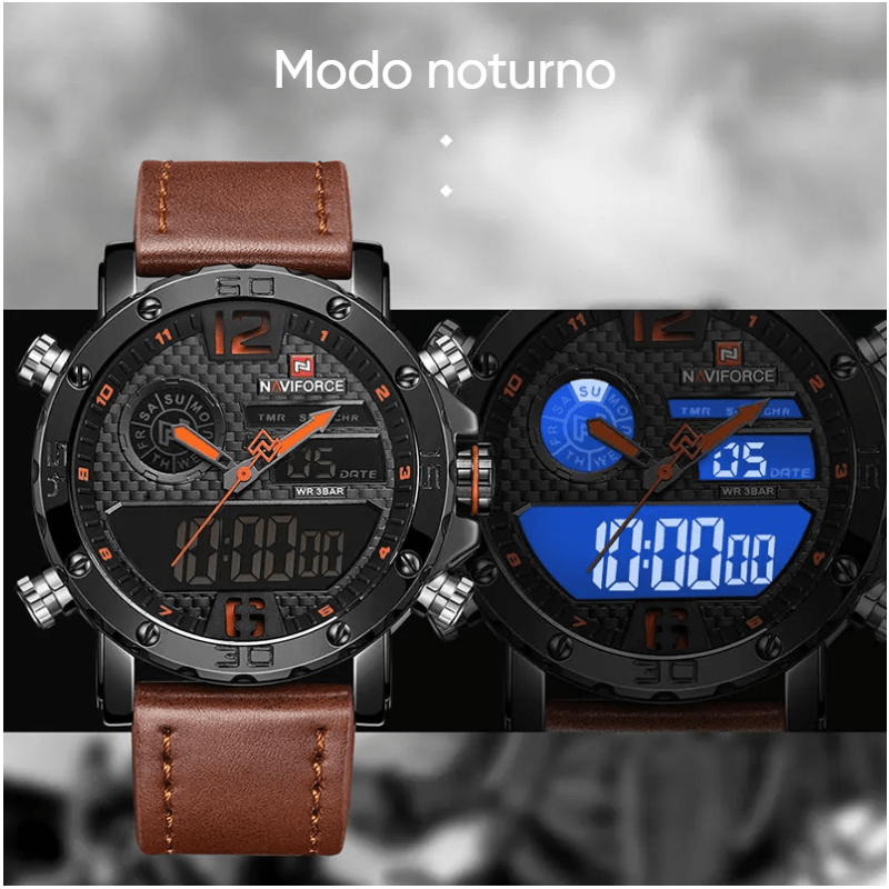Relógio da moda Masculino de Luxo Pulseira em couro Marrom - Versomastore
