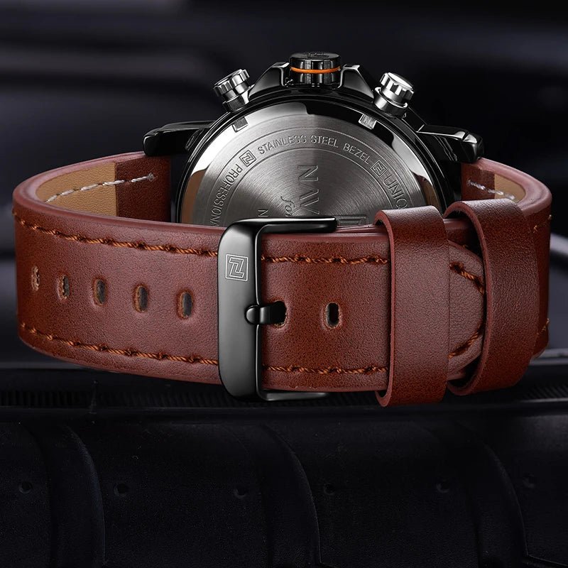 Relógio da moda Masculino de Luxo Pulseira em couro Marrom - Versomastore
