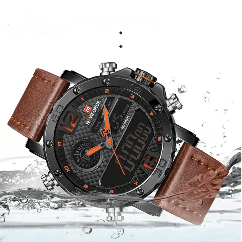 Relógio da moda Masculino de Luxo Pulseira em couro Marrom - Versomastore