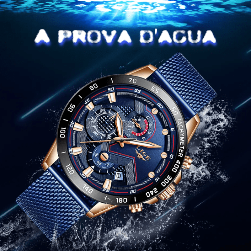 Relógio Lige LG9929 Pulseira em Aço Inoxidável (Azul) - Versomastore