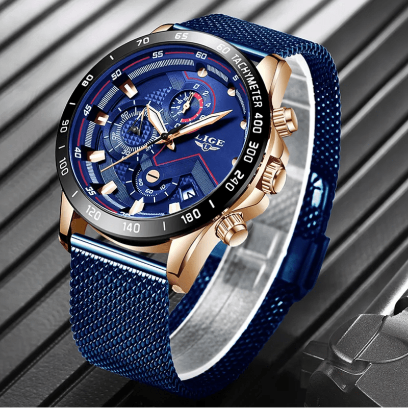 Relógio Lige LG9929 Pulseira em Aço Inoxidável (Azul) - Versomastore