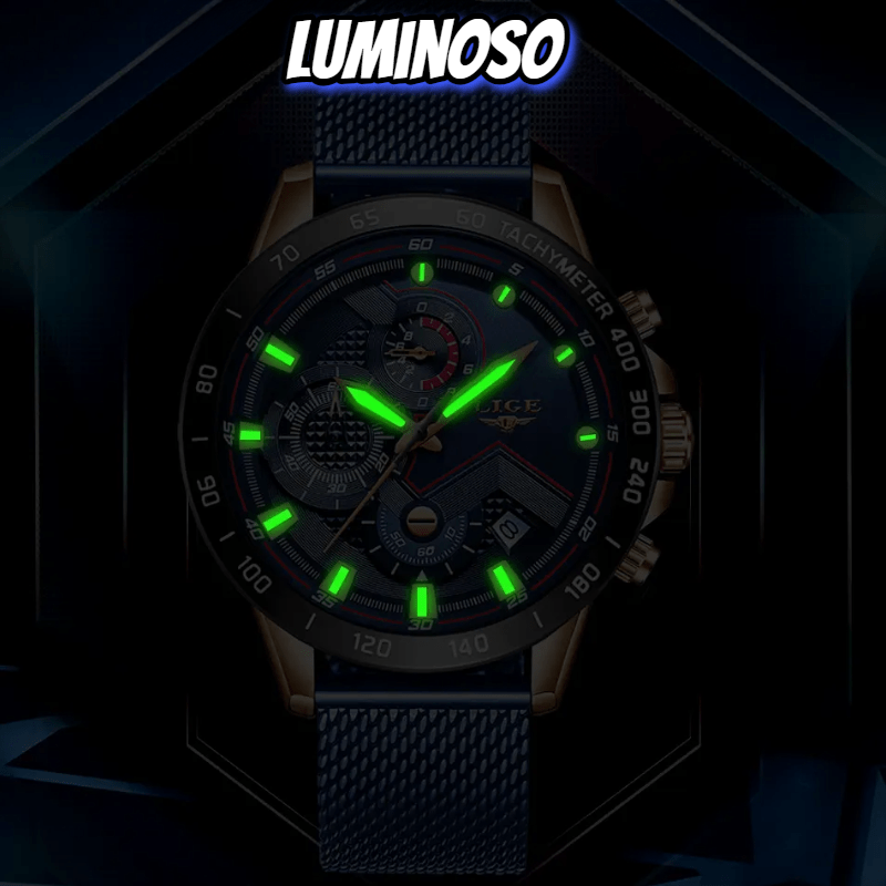 Relógio Lige LG9929 Pulseira em Aço Inoxidável (Azul) - Versomastore