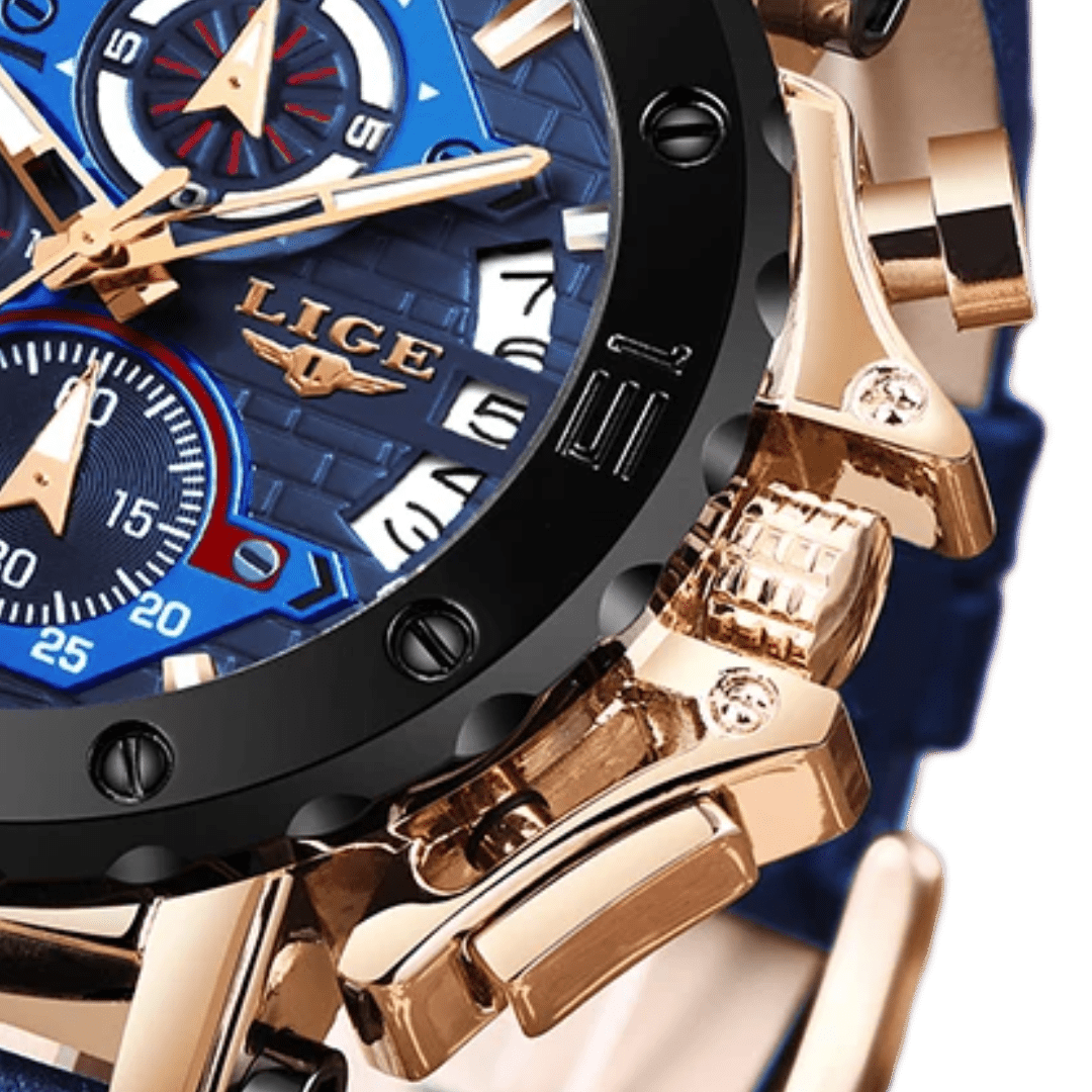 Relógio Lige LG9996 Pulseira em Couro (Azul) - Versomastore