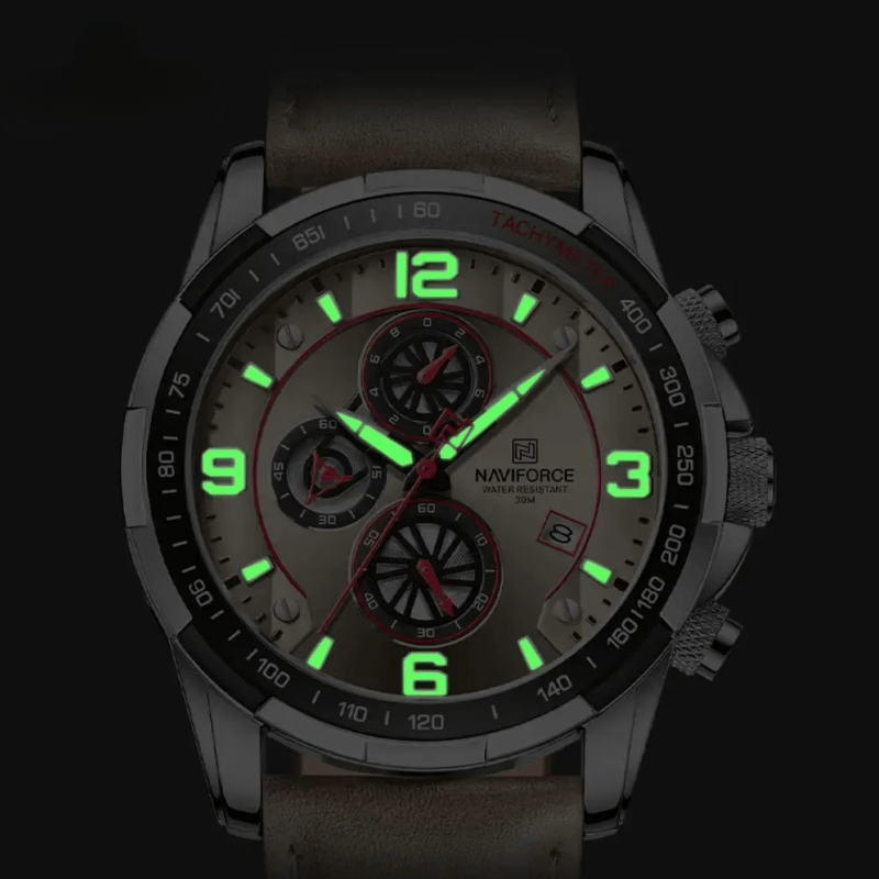 Relógio Masculino de luxo com Alto padrão de qualidade Pulseira em couro cinza - Versomastore