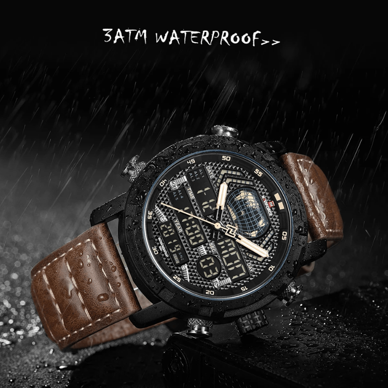 Relógio Masculino de Luxo Pulseira em couro Marrom - Versomastore