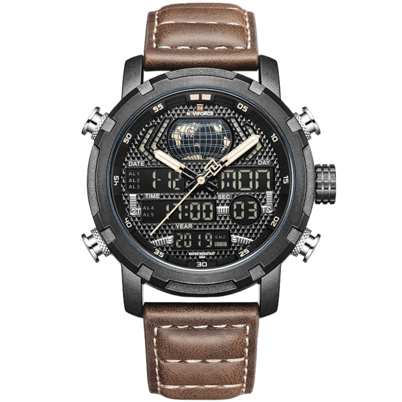 Relógio Masculino de Luxo Pulseira em couro Marrom - Versomastore