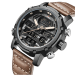Relógio Masculino de Luxo Pulseira em couro Marrom - Versomastore